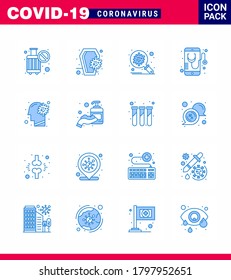 16 Blue Coronavirus disease and prevention vector icon mobile; healthcare; skull; health; security viral coronavirus 2019-nov disease Vector Design Elements