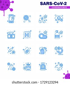 16 Blue Set of corona virus epidemic icons. such as hospital; human eye; search; eye infection; conjunctivitis viral coronavirus 2019-nov disease Vector Design Elements