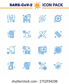 16 Blue Set of corona virus epidemic icons. such as man; cough; infection; medical sign; healthcare viral coronavirus 2019-nov disease Vector Design Elements