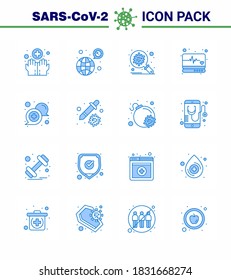 16 Blue Set de íconos epidémicos del virus de la corona. tales como el control médico; médico; virus; emergencia; elementos de diseño de vectores de enfermedad coronavirus viral de seguridad 2019-nov