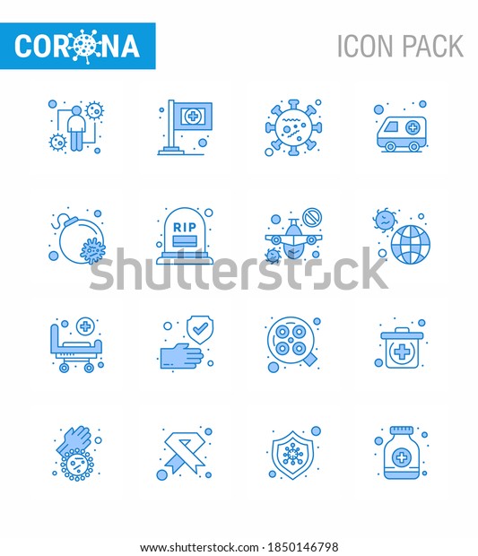 16 Blue Set of corona virus epidemic\
icons. such as attack; hospital; virus; car; microorganism viral\
coronavirus 2019-nov disease Vector Design\
Elements