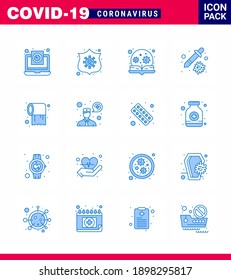 16 Blue viral Virus corona icon pack such as virus; healthcare; virus; dropper; search viral coronavirus 2019-nov disease Vector Design Elements