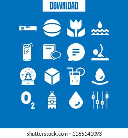 16 bubble vector icon set with oxygen, macro, levels and soda icons for mobile and web