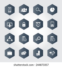 16 business hexagonal icons vector illustration, eps10, easy to edit