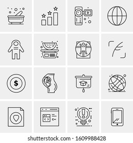 16 Business Universal Icons Vector. Creative Icon Illustration to use in web and Mobile Related project.