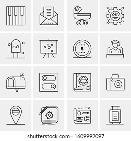 16 Business Universal Icons Vector. Creative Icon Illustration to use in web and Mobile Related project.