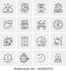 16 Business Universal Icons Vector. Creative Icon Illustration to use in web and Mobile Related project.