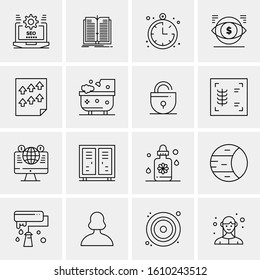 16 Business Universal Icons Vector. Creative Icon Illustration to use in web and Mobile Related project.