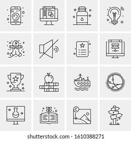 16 Business Universal Icons Vector. Creative Icon Illustration to use in web and Mobile Related project.