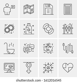 16 Business Universal Icons Vector. Creative Icon Illustration to use in web and Mobile Related project.