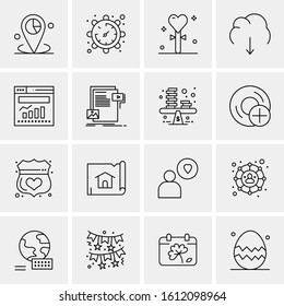 16 Business Universal Icons Vector. Creative Icon Illustration to use in web and Mobile Related project.