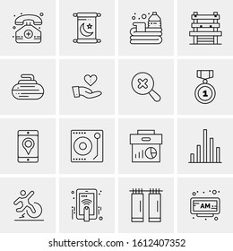 16 Business Universal Icons Vector. Creative Icon Illustration to use in web and Mobile Related project.