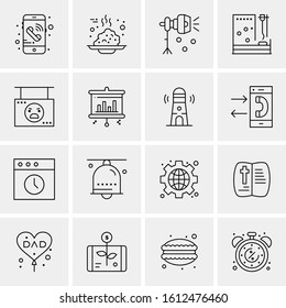 16 Business Universal Icons Vector. Creative Icon Illustration to use in web and Mobile Related project.