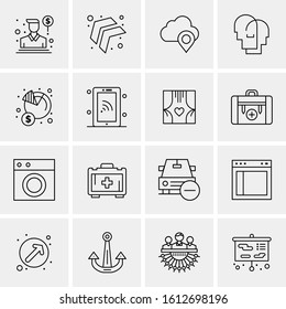 16 Business Universal Icons Vector. Creative Icon Illustration to use in web and Mobile Related project.