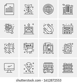 16 Business Universal Icons Vector. Creative Icon Illustration to use in web and Mobile Related project.