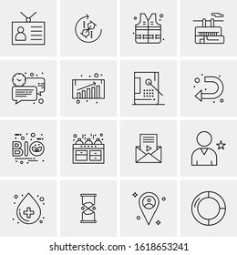 16 Business Universal Icons Vector. Creative Icon Illustration to use in web and Mobile Related project.