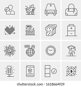 16 Business Universal Icons Vector. Creative Icon Illustration to use in web and Mobile Related project.