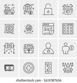 16 Business Universal Icons Vector. Creative Icon Illustration to use in web and Mobile Related project.