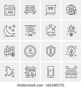 16 Business Universal Icons Vector. Creative Icon Illustration to use in web and Mobile Related project.