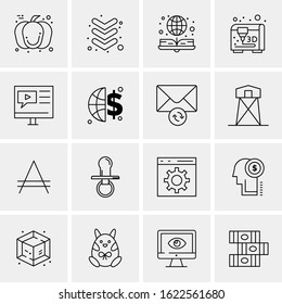 16 Business Universal Icons Vector. Creative Icon Illustration to use in web and Mobile Related project.