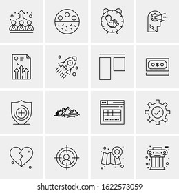 16 Business Universal Icons Vector. Creative Icon Illustration to use in web and Mobile Related project.