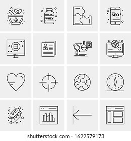 16 Business Universal Icons Vector. Creative Icon Illustration to use in web and Mobile Related project.