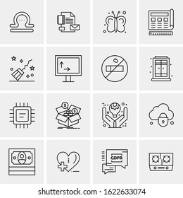 16 Business Universal Icons Vector. Creative Icon Illustration to use in web and Mobile Related project.