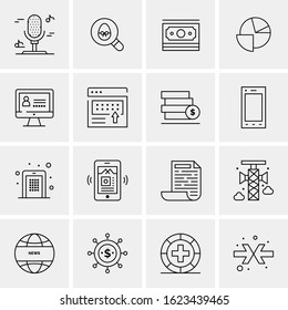 16 Business Universal Icons Vector. Creative Icon Illustration to use in web and Mobile Related project.