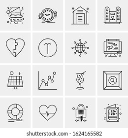 16 Business Universal Icons Vector. Creative Icon Illustration to use in web and Mobile Related project.