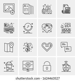 16 Business Universal Icons Vector. Creative Icon Illustration to use in web and Mobile Related project.