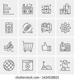 16 Business Universal Icons Vector. Creative Icon Illustration to use in web and Mobile Related project.
