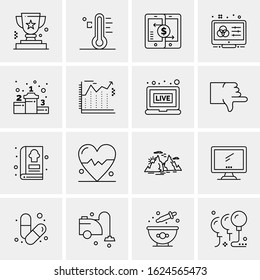 16 Business Universal Icons Vector. Creative Icon Illustration to use in web and Mobile Related project.