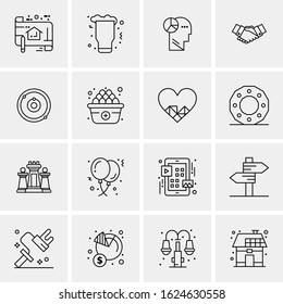 16 Business Universal Icons Vector. Creative Icon Illustration to use in web and Mobile Related project.