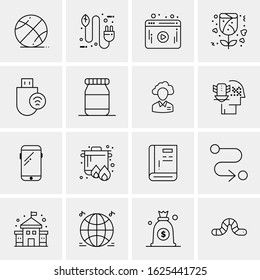 16 Business Universal Icons Vector. Creative Icon Illustration to use in web and Mobile Related project.