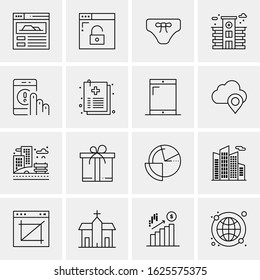 16 Business Universal Icons Vector. Creative Icon Illustration to use in web and Mobile Related project.