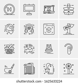 16 Business Universal Icons Vector. Creative Icon Illustration to use in web and Mobile Related project.