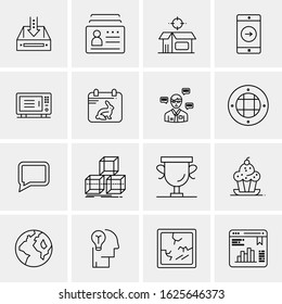 16 Business Universal Icons Vector. Creative Icon Illustration to use in web and Mobile Related project.