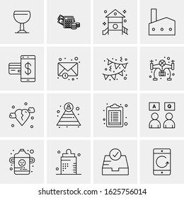 16 Business Universal Icons Vector. Creative Icon Illustration to use in web and Mobile Related project.