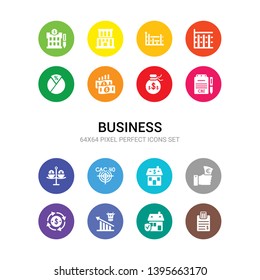 16 business vector icons set included budget, buildings insurance, bull market, business cycle, buy-out, buy-to-let mortgage, cac 40 index, carry trade, cbi industrial trends, capital account,