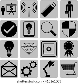 16 businessicon set. Universal and Standard Icons.