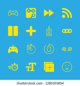 16 button icons with pause and remote control in this set