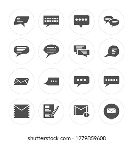 16 Chat, Letter, Mail, Chat modern icons on round shapes, vector illustration, eps10, trendy icon set.
