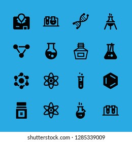 16 chemistry icons with ink and test tube in this set