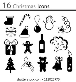 16 Christmas icons (vector)