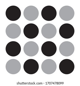 16 círculos en blanco y negro, de diseño plano.