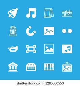 16 classical icons with image with frame and magnet rotated tool symbol in this set