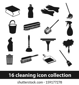 16 cleaning icon collection