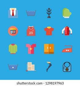 16 clothes icons with apron and coat stand in this set