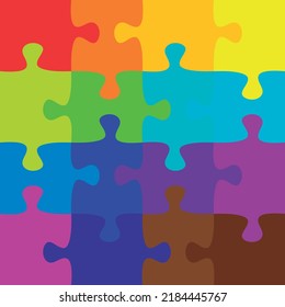 16 colorful jigsaw puzzle background vector.