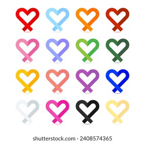 16 Colors  Origami -Paper-Heart Vector Set